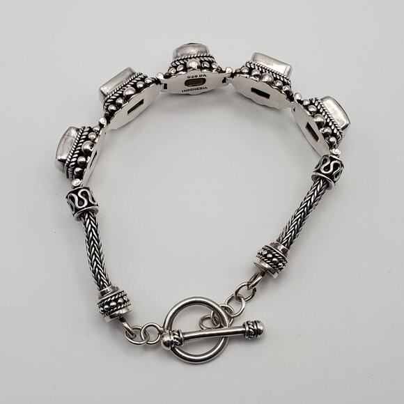 Suarti Bali BA Sterling Silver Citrine Amethyst Peridot Toggle Bracelet - Picture 7 of 12